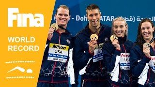 USA | World Record 4x50m | 2014 FINA World Swimming Championships Doha