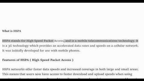 What is a HSPA  High Speed Packet Access