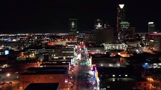 Night flight over Downtown OKC