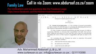 Parenting Plans and the South African Law - Child Custody  - Adv. Muhammad Abduroaf - Cape Town
