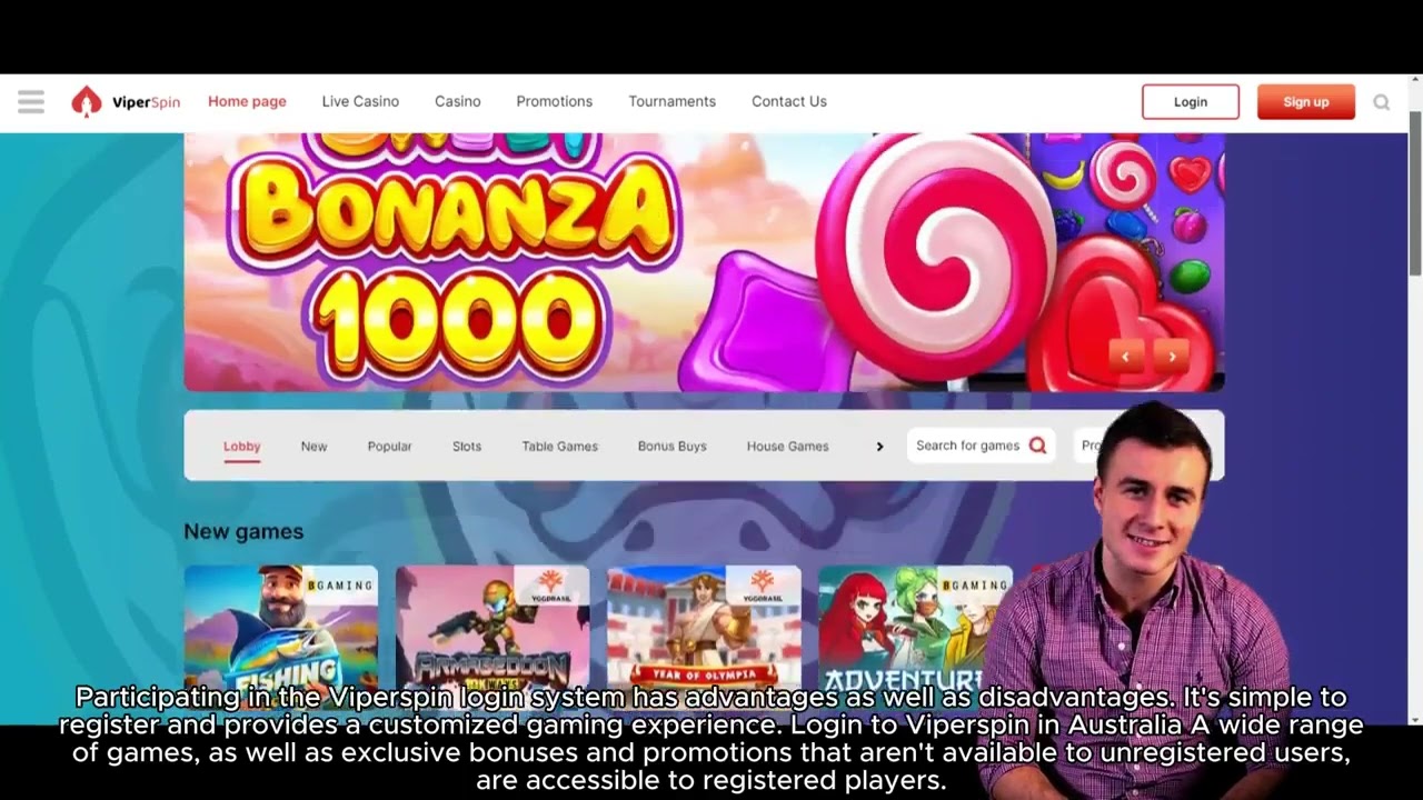 Viperspin Casino mobile interface showcasing login screen and game selection