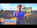 Blippi visits outdoor play park  kids fun  educational cartoons  moonbug play and learn