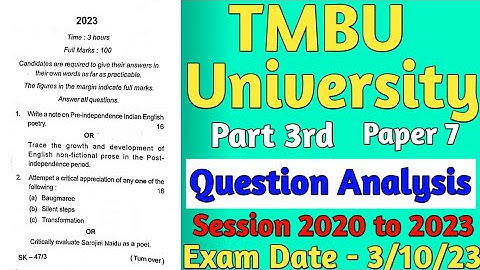 English honours previous year question paper | B.A part 3 | Paper 7 | TMBU  University