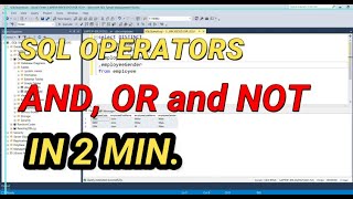 SQL AND, OR and NOT Operators | SQL AND OR OPERATORS | SQL NOT OPERATOR | #techconcepts #sql
