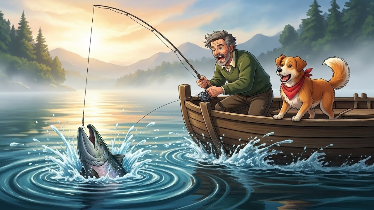 Fisherman & His Dog Catch MASSIVE Salmon | Wilderness ASMR Cooking | Lake Fishing & Fish Prep