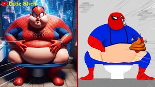 Real Spider Man vs Stickman | Stickman Dismounting funny moments | Dude Stick