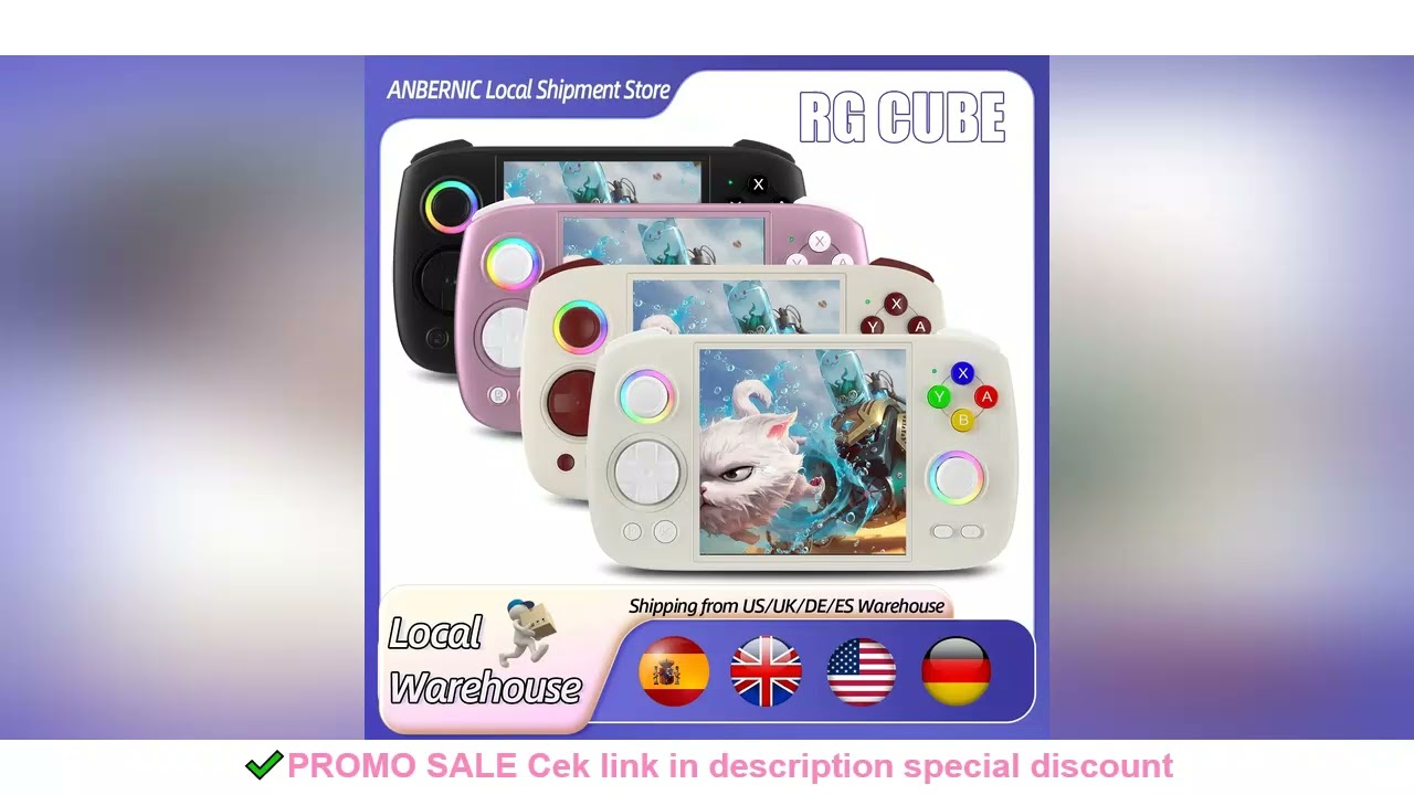 ANBERNIC RGCube Handheld Game Console Android 13 Game Player 3.95" IPS Screen Unisoc T820 RGB Lighti