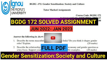 bgdg 172 solved assignment 2022-23 || bgdg 172 solved assignment 2022-23 english || ignou bag