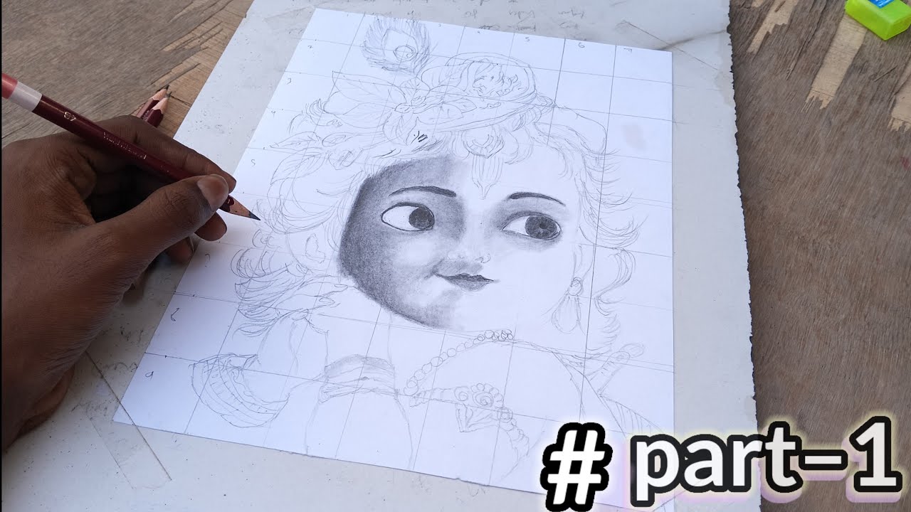 Part – 1 (Easy Krishna Drawing Tutorial | Step by Step Shading for ...