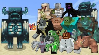 iron golem and warden vs all mobs fight in minecraft 🥵😇
