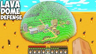 This Is GIANT GLASS DOME Surrounds the Village in Minecraft !!! Infinity Lava Defense Sphere !!!