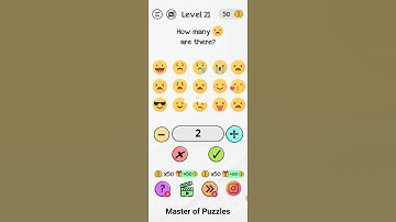 Braindom Level 21 How many 😆 are there Walkthrough