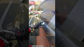 Dangerous driver get his mirror smashed #biker #roadrage