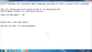 How to turn a patch in to a Backup MW2