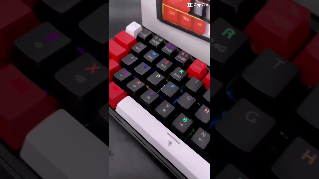 Teclado Mecanico sem fio Redragon Castor Pro, RGB, Switch Marrom, Preto e Vermelho, K631RGB-PRO-BRW