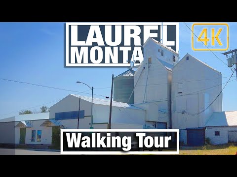 4K City Walks - Walking tour of Laurel MT - Railroad town -Virtual Travel Walking Treadmill Scenery