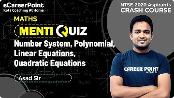 Menti-Quiz | Crash Course | Maths | NTSE | Asad Sir | eCareerPoint NTSE