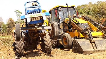 Jcb 3dx Backhoe Fully Loading Mud In Powertrack 434 DS Plus Tractor For Making Pond | Jcb Video