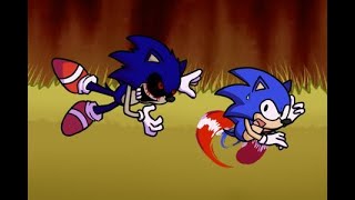 sonic exe гонится за sonic в фнф \\ friday night funkin