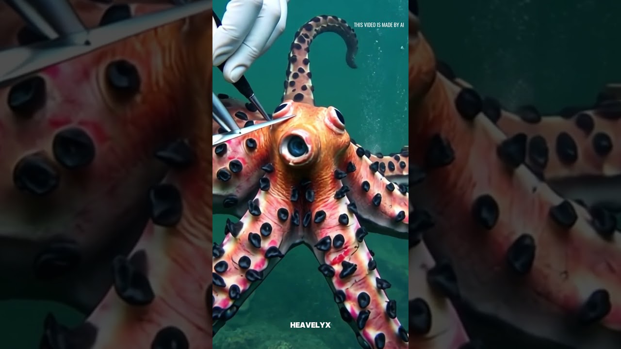 A Octopus was injured by barnacles and Parasites . A rescue team successfully rescued the Octopus !!