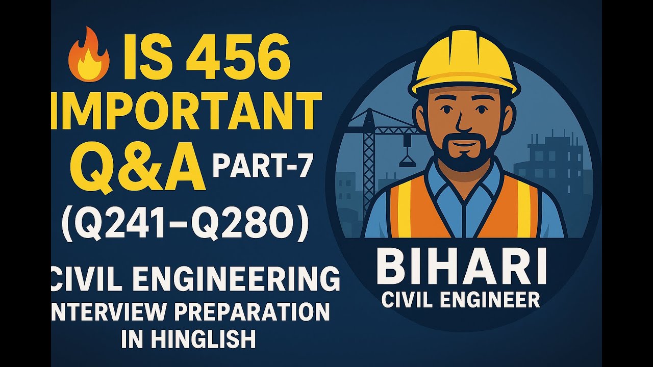 🔥 IS 456 Important Q&A Part 7 Q241–Q280  Civil Engineering Interview Preparation in Hinglish