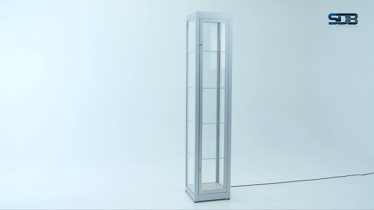 Vitrinekast 40 stofdicht, zilverkleurig geanodiseerd SDB Vitrinebouw