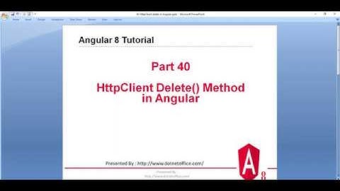 Part-40: HttpClient Delete() Method in Angular |Angular 8 Tutorials