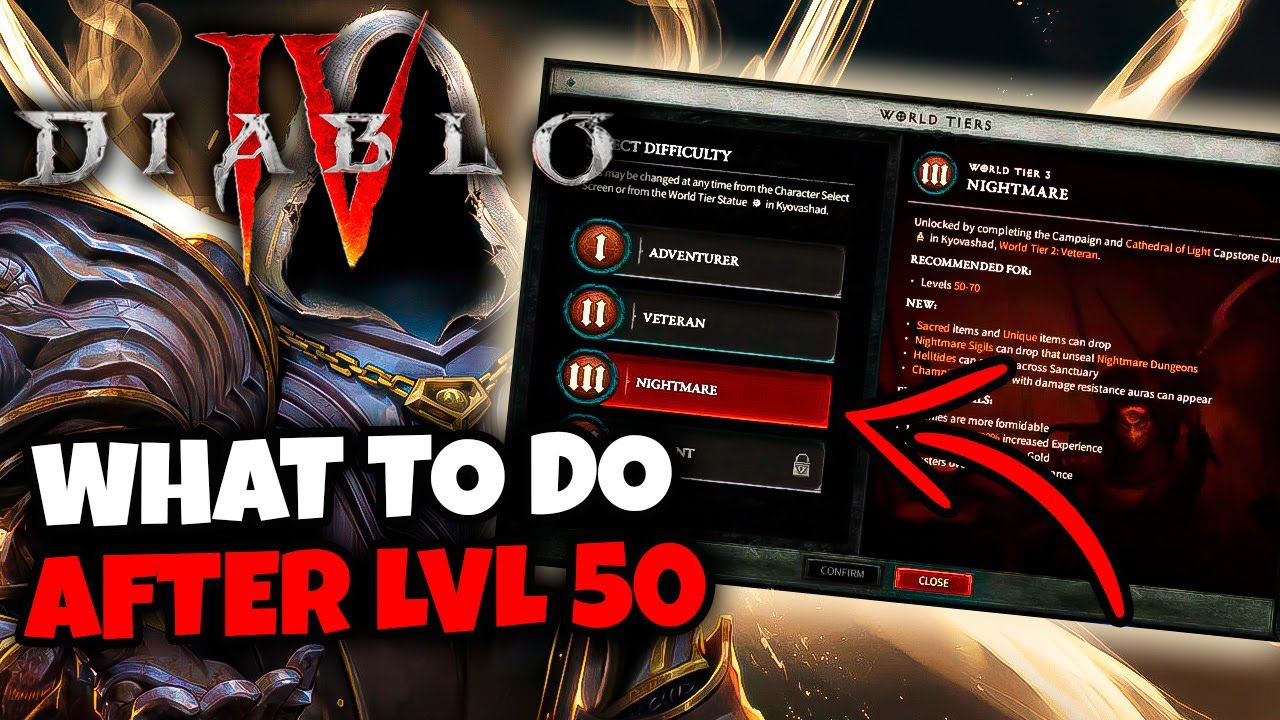 WHAT TO DO ATER LVL 50 - NIGHTMARE WORLD TIER // DIABLO 4
