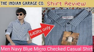 The Indian Garage Co Men Navy Blue Micro Checked Casual Shirt || Myntra