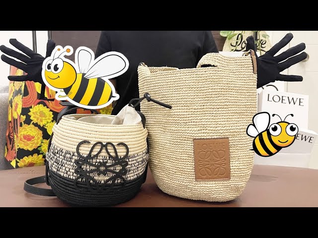 ロエベ スリットバッグ ミニ / ビーハイブ バスケットバッグ / LOEWE Beehive Basket bag / Mini Slit bag  in raffia and calfskin