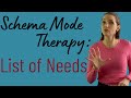 Schema Mode Therapy: List of Needs
