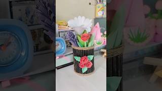 Diy flower vase #diy #craft #flowervase #vase #flowers #cardboard #papercraft #rose #tulip #shorts