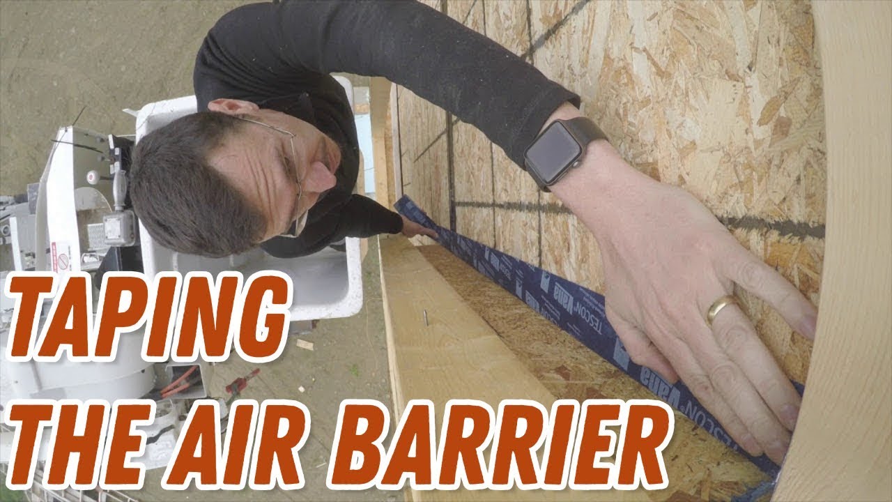 Taping of the air barrier for double stud wall construction YouTube