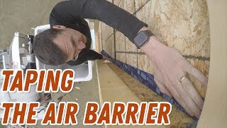 Taping of the air barrier for double stud wall construction