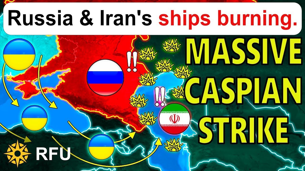 Russian oil and Iranian missile ships BURN in the Caspian Sea