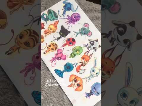 drawing Miraculous - kwami using only multicolor pen ❤️ #miraculous #ballpointpen #miraculousladybug