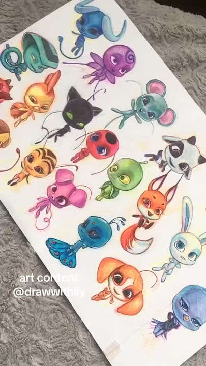 drawing Miraculous - kwami using only multicolor pen ❤️ #miraculous #ballpointpen #miraculousladybug
