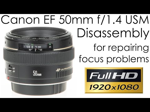 Canon EF 50mm f/1.4 USM lens disassembly for repairing the focusing problem