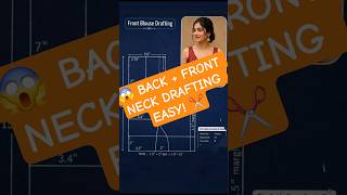 😱 Back Neck &amp; Front Neck Blouse Drafting Ka Easy Tarika ✂️| Perfect Blouse Cutting #Shorts#trending