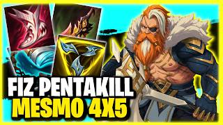 LANCEI O PENTAKILL SOLO NUMA PARTIDA 4V5 | League of Legends | OLAF VS TEEMO | TOP 1 Nasus BR