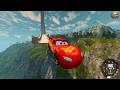 Small vs Giant Lightning McQueen on MEGA RAMP 🚗💥 186 MPH Extreme Downhill Crash | CrashBound Studio