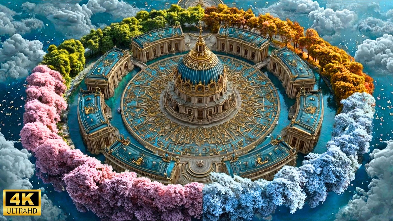 Замок четырёх времён года | Путешествие на светящемся поезде к ночному кристальному рынку (4K)