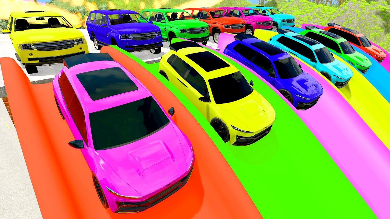 HT Gameplay Official # 49 | Cars Series Colors Crashes Mega Speed Bumps across Giant lava Pit