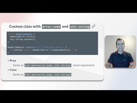 Error reporting in C++ - Custom classes with error code and content (11/13)