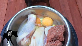 Kaia the raw fed doberman eating chicken thigh, 2 eggs, and ground
beef. is a 90lbs year old female 2-3 percent body weight sp...