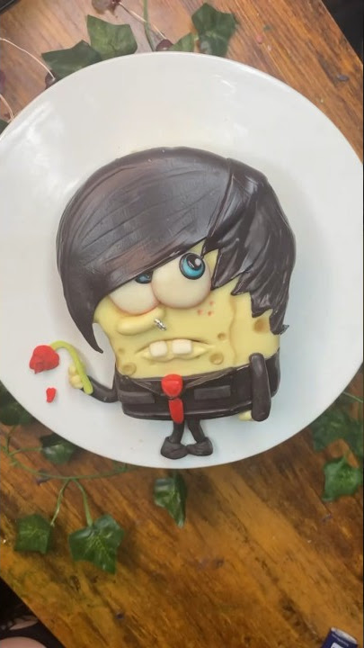 🎶when I was a young sponge🎶 EMO SPONGEBOB CAKE 😭#spongebob #emo #aicover #shorts