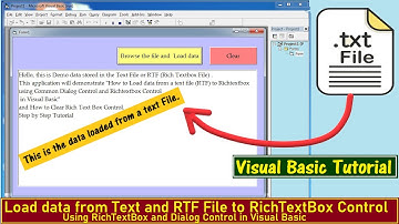 How to Load data from a text file to RichTextBox control using Dialog Control in Visual Basic Part-1