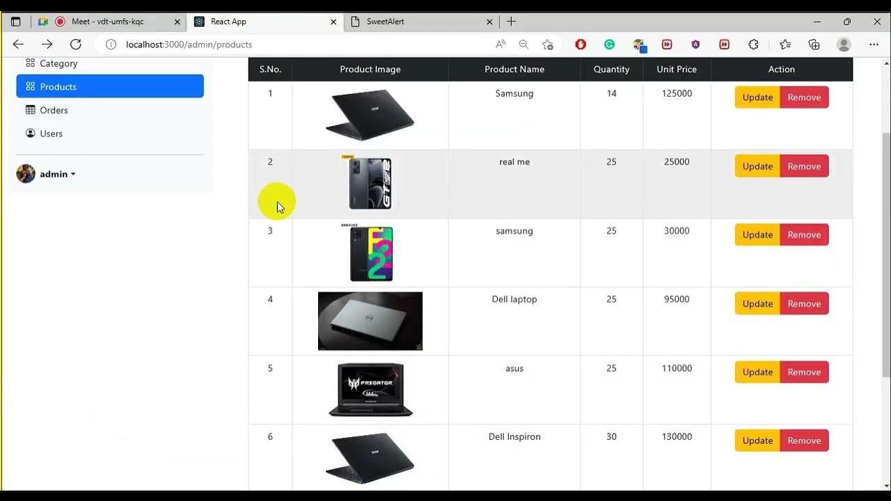 React and Express Connection Day 14 Delete product, users in admin