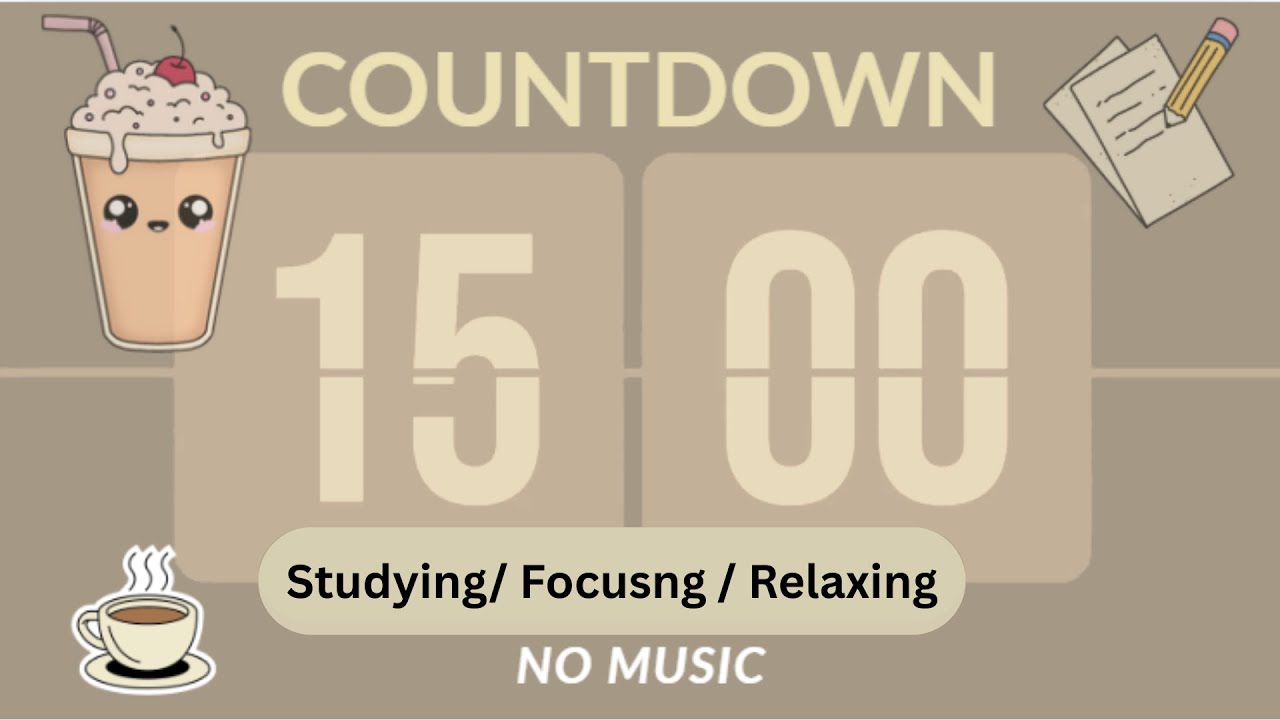 15 Minute Study Timer ⏱️ | Focus Session with Start & End Beep | ☕Cute Coffee Theme