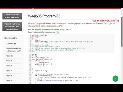 NPTEL 2024 PROBLEM SOLVING THROUGH PROGRAMMING IN C WEEK 5 PROGRAM 3